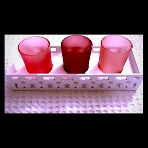 4 pc Candle Holder Set. 3 Cups and 1 Holder